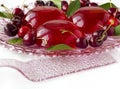 Summer dessert - red berries jelly with cherriesfruits