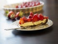 Summer dessert - strawberry tart cake with cream filling and baking mold Royalty Free Stock Photo