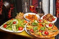 Pasta , pizza and homemade food arrangement in a restaurant Rome Royalty Free Stock Photo