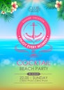 Summer disco poster cocktail beach party. Lettering poster enjoy every moment