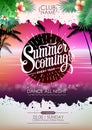 Summer disco poster cocktail beach party. Lettering poster summer is coming