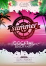 Summer disco poster cocktail beach party. Lettering poster summer vacation, enjoy enery moment