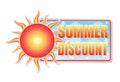 Summer discount in label with sun