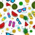 Summer Doddle Seamless Pattern Vector Royalty Free Stock Photo