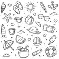 Summer doodle line art style hand drawn vector illustration