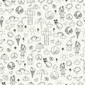 Summer doodles. Seamless pattern