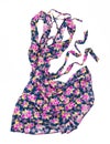 Summer dress in floral print movement in the air