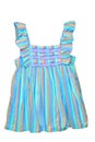 Summer dress isolated. Closeup of a colorful striped sleeveless baby girl dress isolated on a white background. Children spring Royalty Free Stock Photo