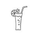 Summer drink black outline drawing