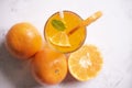 Summer drink juicy orange slice, Exotic summer drinks refreshing of cold drinks glasses fresh fruit on ice homemade cocktail tea Royalty Free Stock Photo