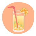 Summer drink orange juice. Vector cartoon illustration of sweet juice. Chill summer non-alcoholic drink party. Icons or