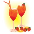 Summer drink with strawberries