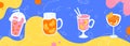 Summer drinks in glasses vector concept Royalty Free Stock Photo