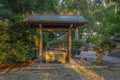 Summer dusk view of hand-washing pavillion, or chozuya or temizuya, at Saiichi shinto Shrine, Kanazawa, Japan