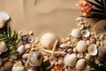 summer with this enchanting background featuring beach shells, starfish, and other coastal ornaments.