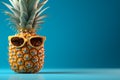 Summer escape Pineapple wearing shades against a refreshing blue background
