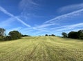 Summer evening landscape, with a large, freshly cut field in, Gisburn, Lancashire, UK