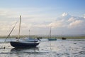 Summer evening landscape of leisure boats in harbor at low tide Royalty Free Stock Photo