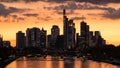 Frankfurt Germany skyline sunset Royalty Free Stock Photo