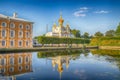 Summer evening view of the upper Peterhof Park, located in Saint Petersburg Royalty Free Stock Photo