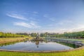 Summer evening view of the upper Peterhof Park, located in Saint Petersburg Royalty Free Stock Photo