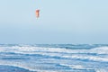 Extreme sports. Kite surf activity of professional athlete in San Francisco by the Pacific ocean Royalty Free Stock Photo