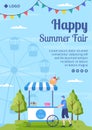 Summer Fair of Carnival, Circus, Fun Fair or Amusement Park Flyer Template Flat Illustration Editable of Square Background Royalty Free Stock Photo