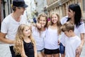 Summer family portrait of parents and kids outside Royalty Free Stock Photo