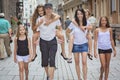 Summer family portrait of parents and kids outside Royalty Free Stock Photo