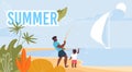 Summer Family Recreation Fishing Motivation Banner