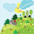 Summer fantasy landscape with hedgehog Royalty Free Stock Photo