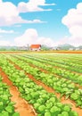 Summer Farm Fields Illustration