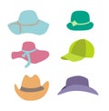 Summer Fashion Beach Accessories Hats Collection Set Vector Illustration Royalty Free Stock Photo