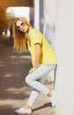 Summer, fashion and people concept - bright stylish pretty girl Royalty Free Stock Photo