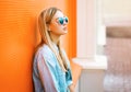 Summer, fashion and people concept - lifestyle portrait stylish Royalty Free Stock Photo
