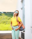 Summer, fashion and people concept - pretty cool blonde girl Royalty Free Stock Photo