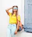 Summer, fashion and people concept - pretty cool hipster girl