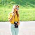 Summer, fashion and people concept - stylish pretty modern girl Royalty Free Stock Photo