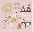 Summer fashion vector accessories set.