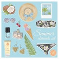 Summer fashion vector accessories set.