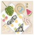 Summer fashion vector accessories set.