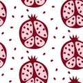 POMEGRANATE SEAMLESS VECTOR PATTERN. ABSTRACT HAND DRAW TEXTURE. Royalty Free Stock Photo