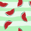 MELON HAND DRAW SEAMLESS VECTO PATTERN. STIPED BACKGROUND SUMMER FUNNY TEXTURE Royalty Free Stock Photo