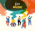 Summer fest, concept of live music festival, jazz and rock, food street fair, family fair, event poster and banner Royalty Free Stock Photo