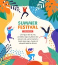 Summer fest, concept of live music festival, jazz and rock, food street fair, family fair, event poster and banner with