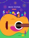 Summer fest, concept of live music festival, jazz and rock, food street fair, family fair, event poster and banner Royalty Free Stock Photo