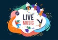 Summer fest, concept of live music festival, jazz and rock, food street fair, family fair, event poster and banner Royalty Free Stock Photo