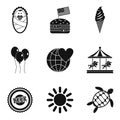 Summer fest icons set, simple style