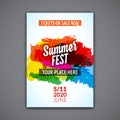 Summer festival flyer design template. Summer poster flyer template colorful design