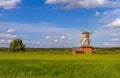 Summer field background with mill